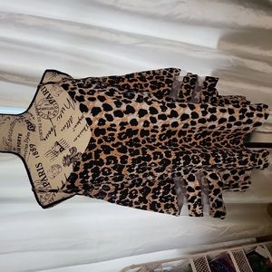 Leopard print cold shoulder top size L